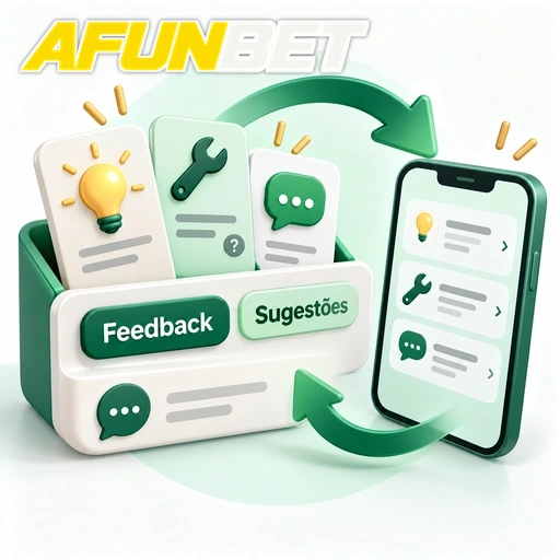 AFUNBET — ilustração de central de feedback com sugestões e ícones de mensagens