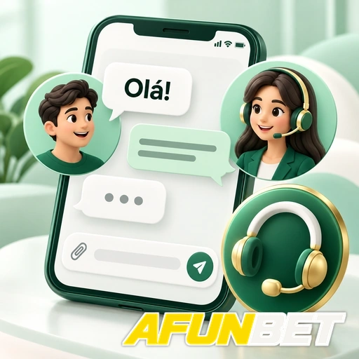 AFUNBET — ilustração de conversa de suporte no celular com atendente e headset
