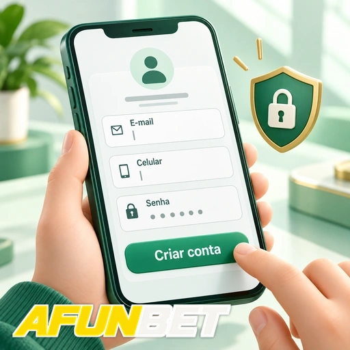 AFUNBET — ilustração de preenchimento de formulário para criar uma conta no celular