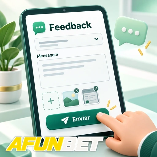 AFUNBET — ilustração de formulário de feedback com campo de mensagem e botão de envio